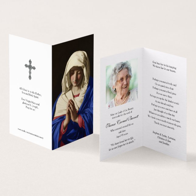 Cartes de prières catholiques | Vierge dans la pri (Inside and Outside)