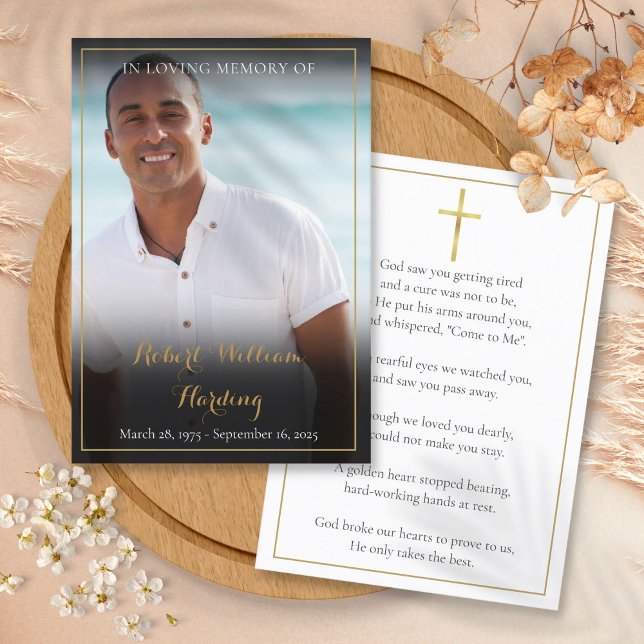 Cartes de prières commémoratives de funérailles si (Simple Funeral Memorial Photo Prayer Cards)