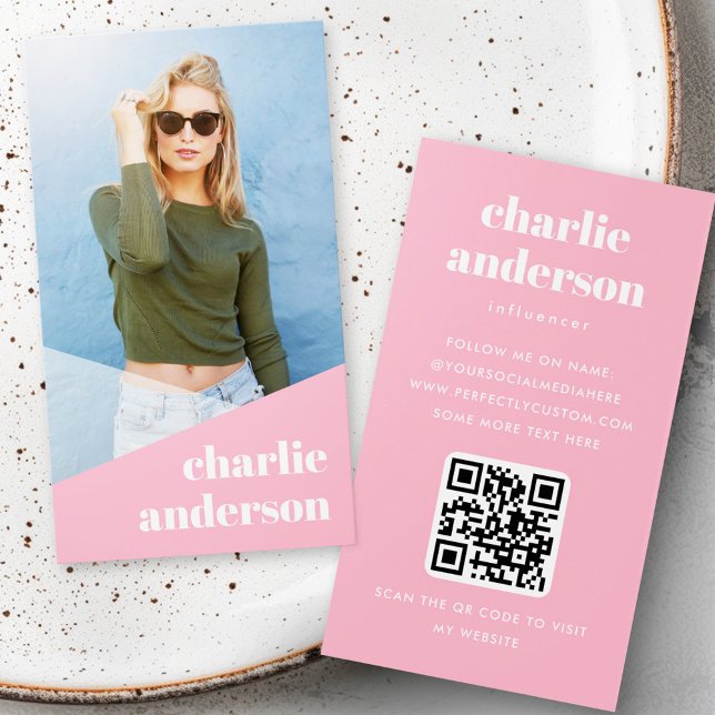 Cartes de profil rose influenceur personnalisées (Custom photo trendy influencer pink profile cards)