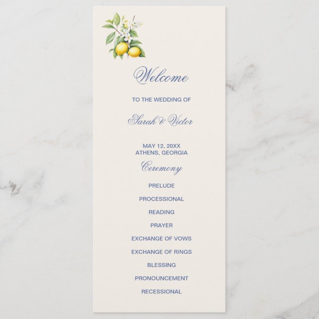 Cartes de programme recto verso Lemons (Devant)