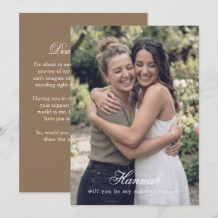 Cartes de proposition de photo de demoiselle d'hon