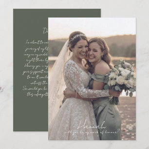 Cartes de proposition de photo de demoiselle d'hon