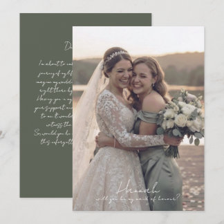 Cartes de proposition de photo de demoiselle d'hon