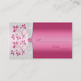 Cartes de puces florales en argent et rose