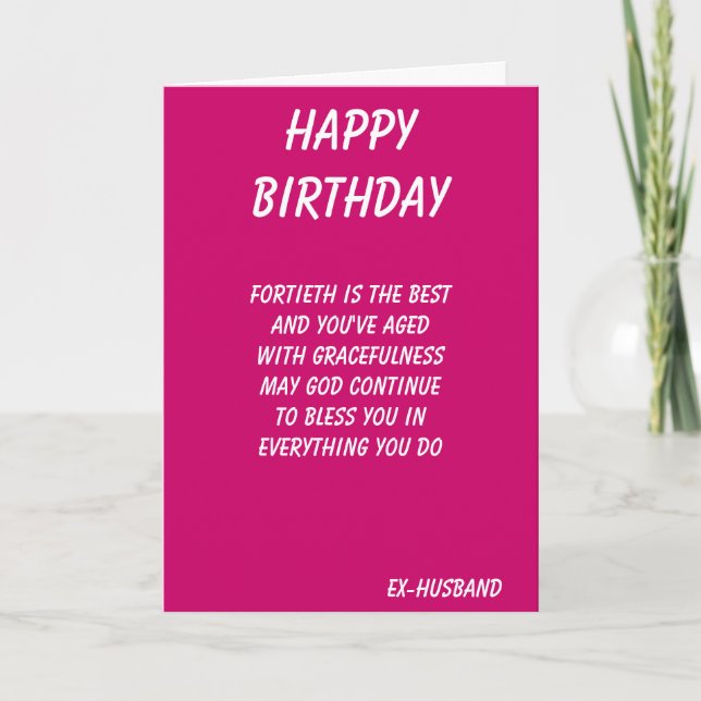 cartes de quarantième anniversaire de l'ex-mari (Devant)
