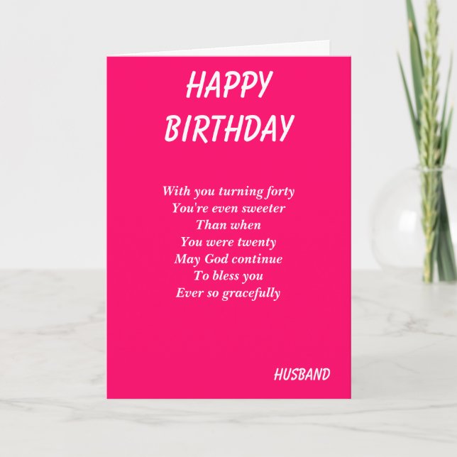 Cartes de quarantième anniversaire du mari (Devant)