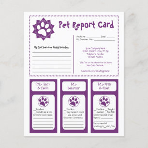 Cartes de rapport pour animaux