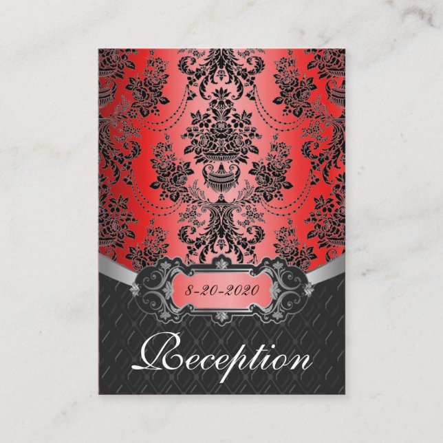 Cartes de réception Apple Red & Black Mariage dama (Devant)
