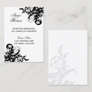Cartes de réception de mariage à motif noir et arg