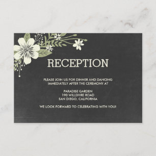 Cartes de réception de mariage Chalkboard Blooms