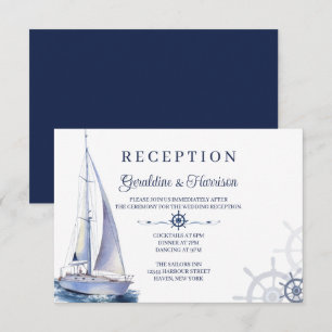 Cartes de réception de mariage élégantes et nautiq