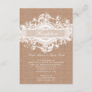 CARTES DE RÉCEPTION DE MARIAGE FLORAL EN TOILE DE
