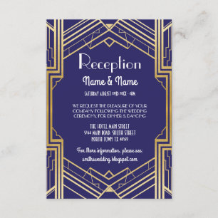 Cartes de réception de mariage Gatsby Art Déco en 