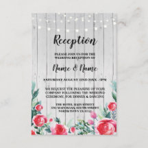 Cartes de réception de mariage Rose Rouge Fleurs e
