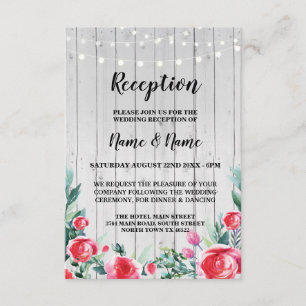 Cartes de réception de mariage Rose Rouge Fleurs e