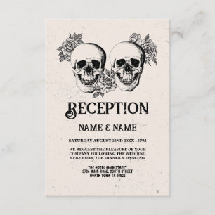 Cartes de réception de mariage rustique Crânes Ros