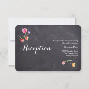 Cartes de Réception Fleur Aquarelle Tableau Noir