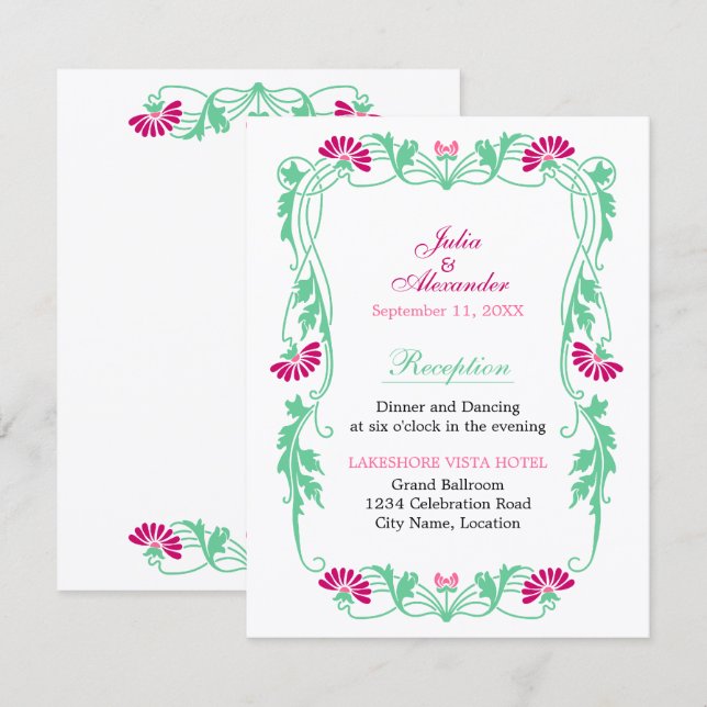 Cartes de réception Florales et Volutes Élégantes (Devant / Derrière)