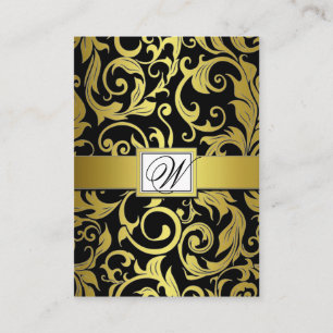 Cartes de réception Mariage damassé en noir et or