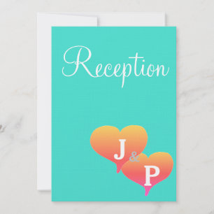 Cartes de réception Monogramme Cœurs Coucher de so