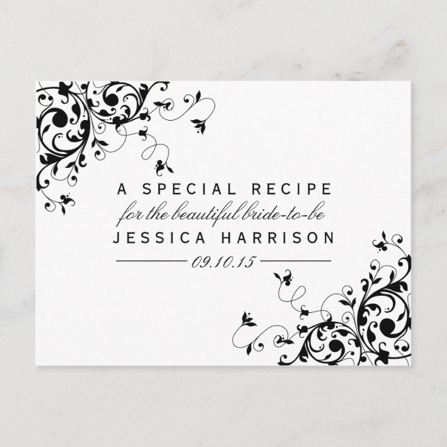 Cartes de recette de Fête des mariées Black & Whit (Devant)