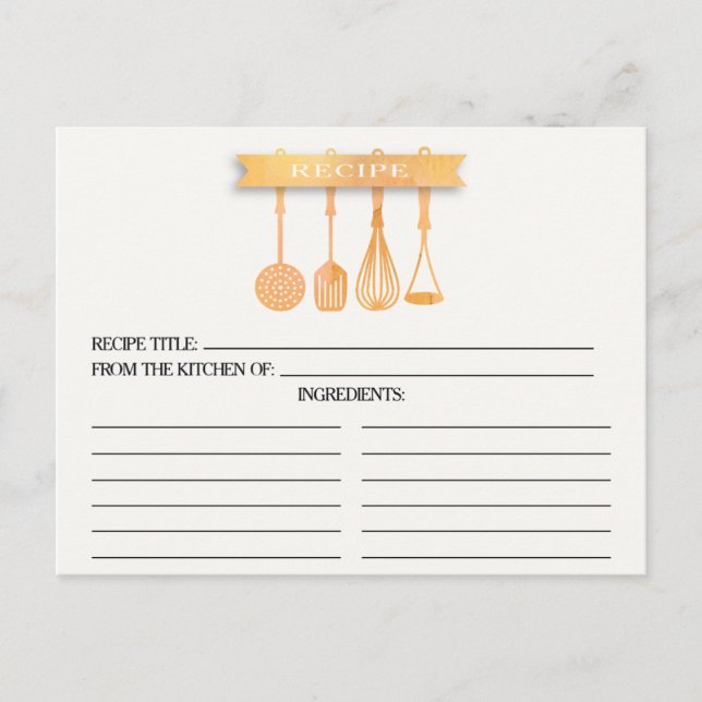 Cartes de recette de Fête des mariées d'ustensiles (Devant)