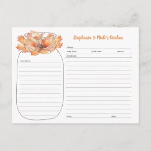 Cartes de recette de pot Mason pour bouquet d'auto