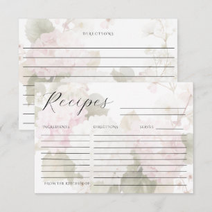 Cartes de recette élégantes aux hortensias blancs