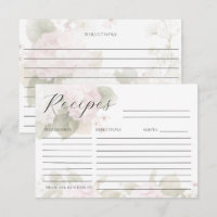 Cartes de recette élégantes aux hortensias blancs