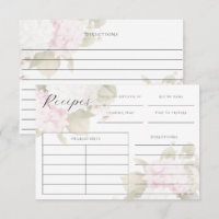 Cartes de recette élégantes aux hortensias blancs