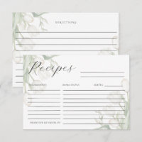 Cartes de recette élégantes aux tulipes blanches