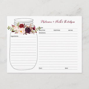 Cartes de recette Floral Mason Jar