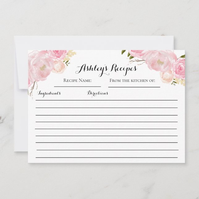 Cartes de recette florale rose Roses (Devant)