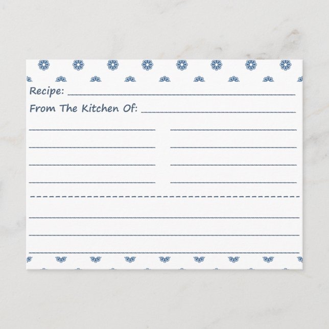 Cartes de recette vierges à minuscules fleurs (Devant)