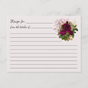 Cartes de recette vierges : Carte postale Rose Bou