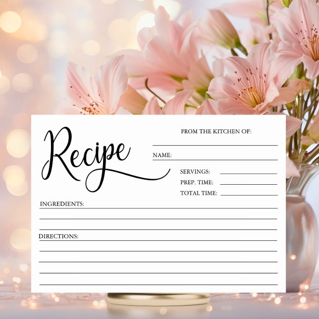 CARTES DE RECETTES À Fête des mariées blanche mini (Modern Minimalist White Bridal Shower RECIPE CARDS)