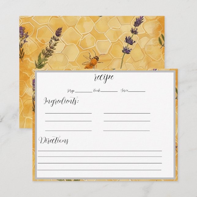 Cartes de recettes avec Arrière - plan Honeycomb (Devant / Derrière)