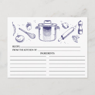 Cartes de recettes Blue Sketched Kitchen Tools