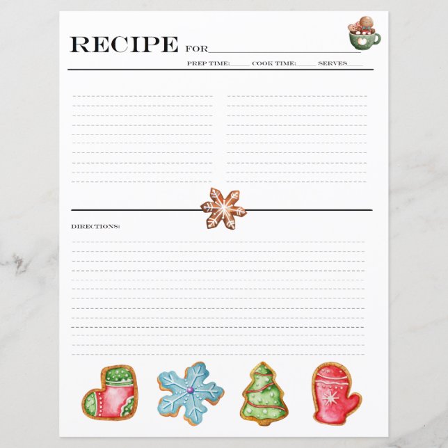 Cartes de recettes de cookies de Noël (Devant)