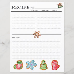 Cartes de recettes de cookies de Noël