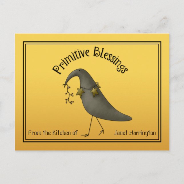 Cartes de recettes de corbeaux de pays primitifs (Devant)