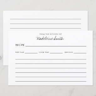 Cartes de recettes de cuisine moderne