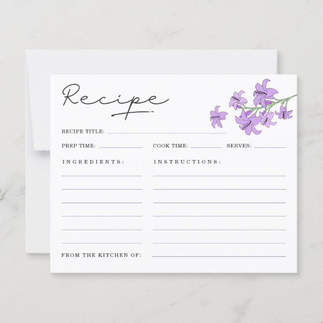 Cartes de recettes de douche de mariage élégantes  (Devant)