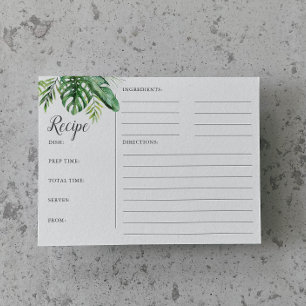 Cartes de recettes de douche de mariée à la palme 