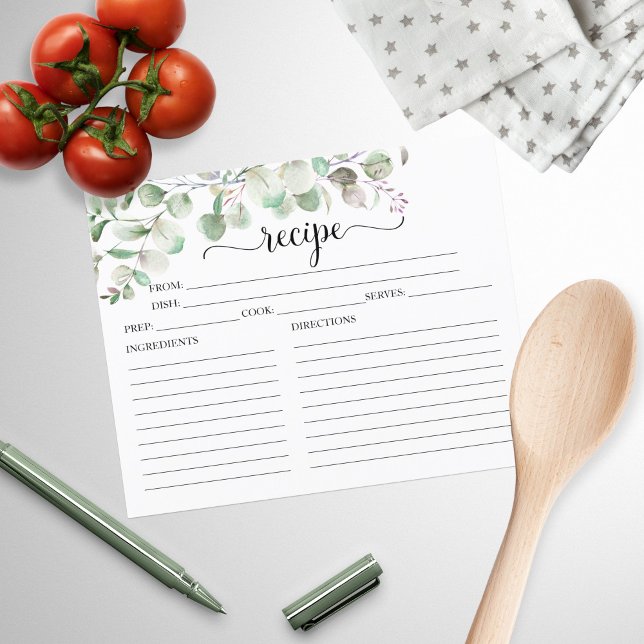 Cartes de recettes de Fête des mariées Eucalyptus  (Créateur téléchargé)