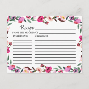 Cartes de recettes de Fête des mariées romantique 