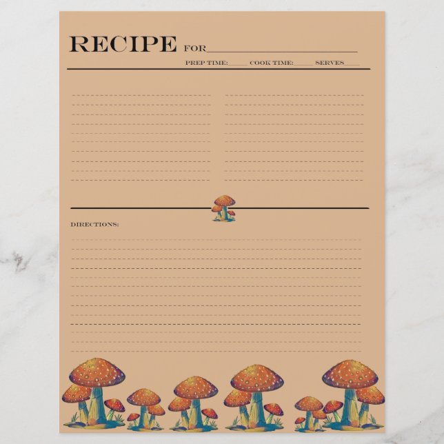 Cartes de recettes de la famille des champignons r (Devant)