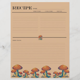 Cartes de recettes de la famille des champignons r