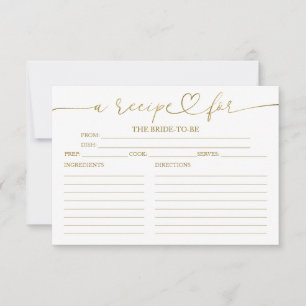 Cartes de recettes de mariage à la calligraphie ch