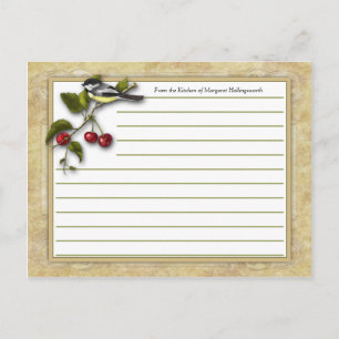 Cartes de recettes de mésange et de cerises